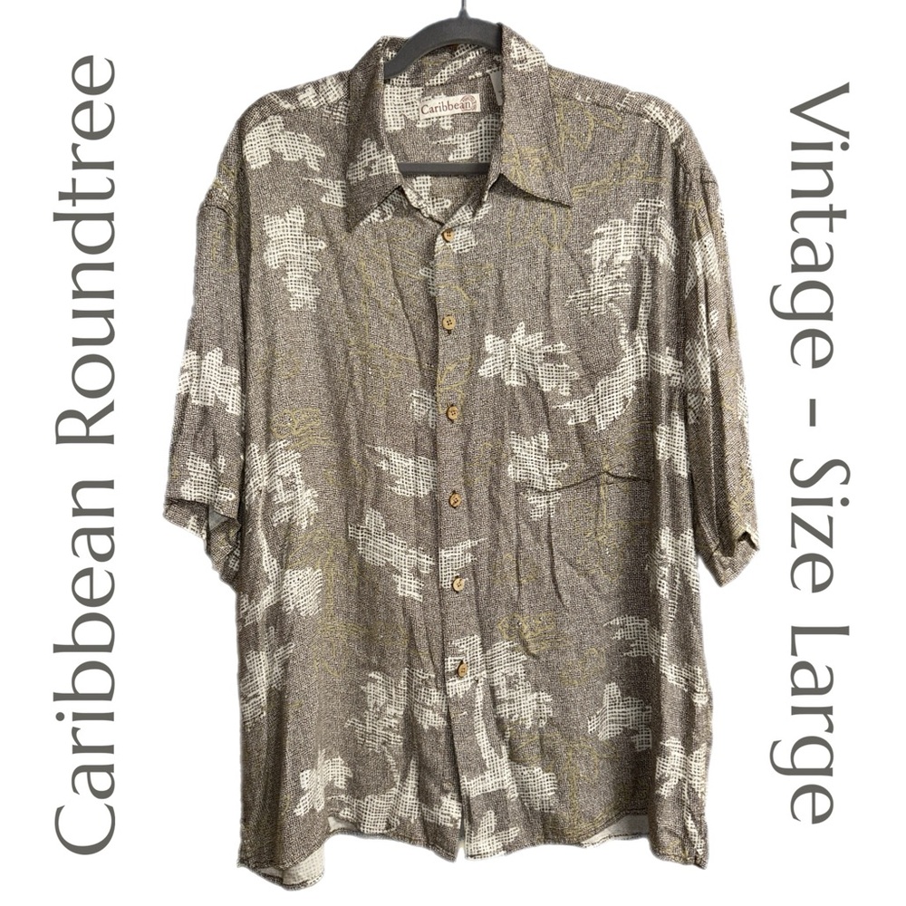 Roundtree & Yorke - Caribbean Short Sleeve Button Down Shirt - Size Large